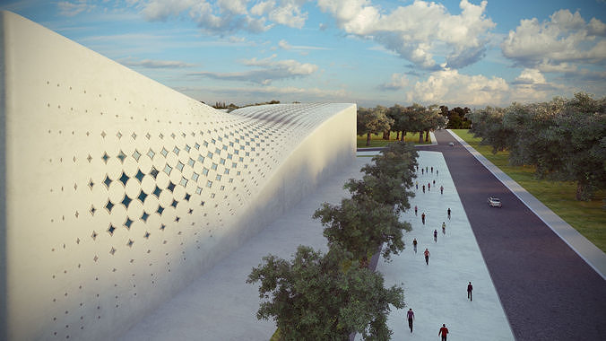 Futuristic building 02 3D model 6