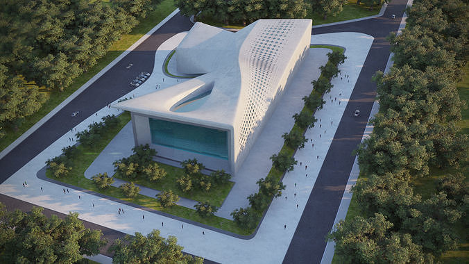 Futuristic building 02 3D model 2