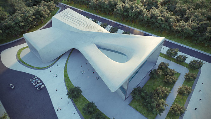 Futuristic building 02 3D model 3