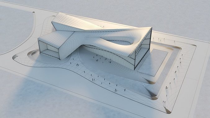 Futuristic building 02 3D model 7