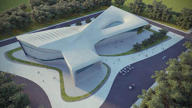 Futuristic building 02 3D model 5