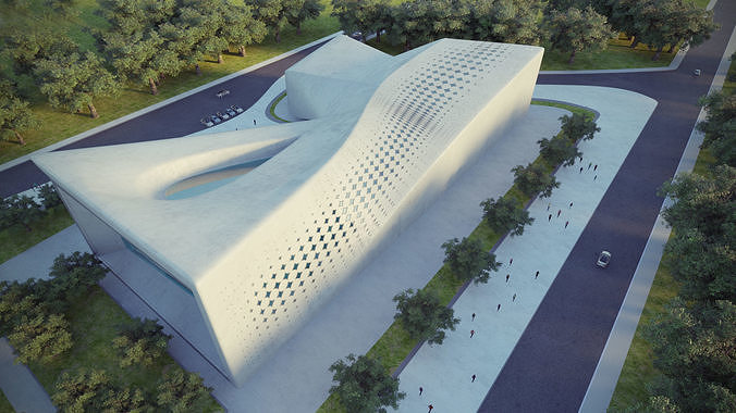 Futuristic building 02 3D model 4
