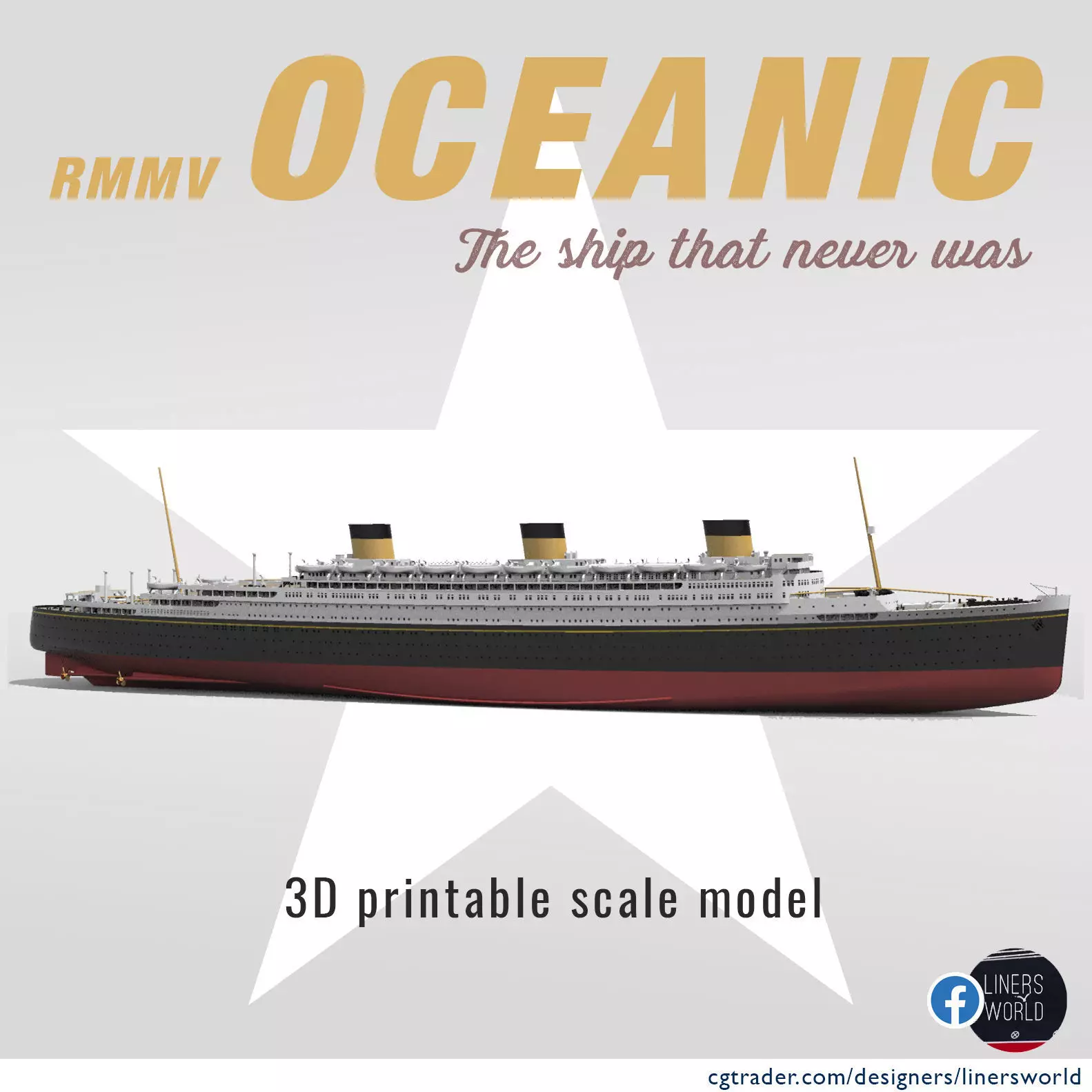 Print ready OCEANIC III White Star Line mega ocean liner  3D print model_0