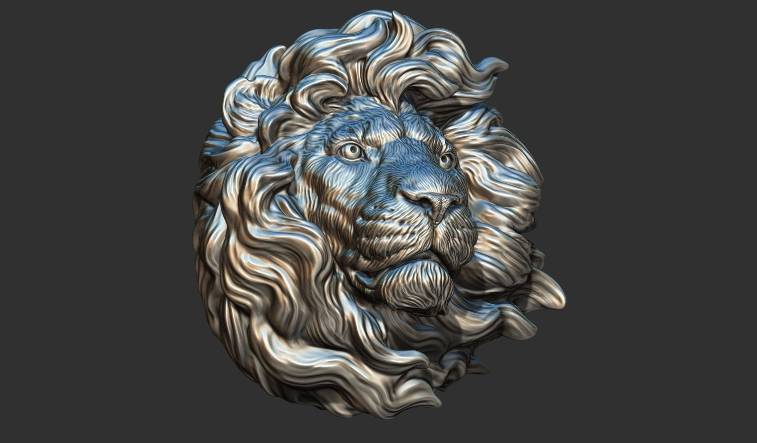 Lion head without a grin 3D print model_18