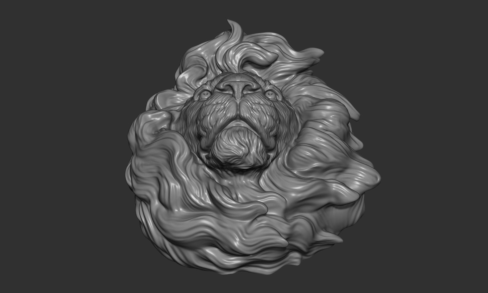 Lion head without a grin 3D print model_12