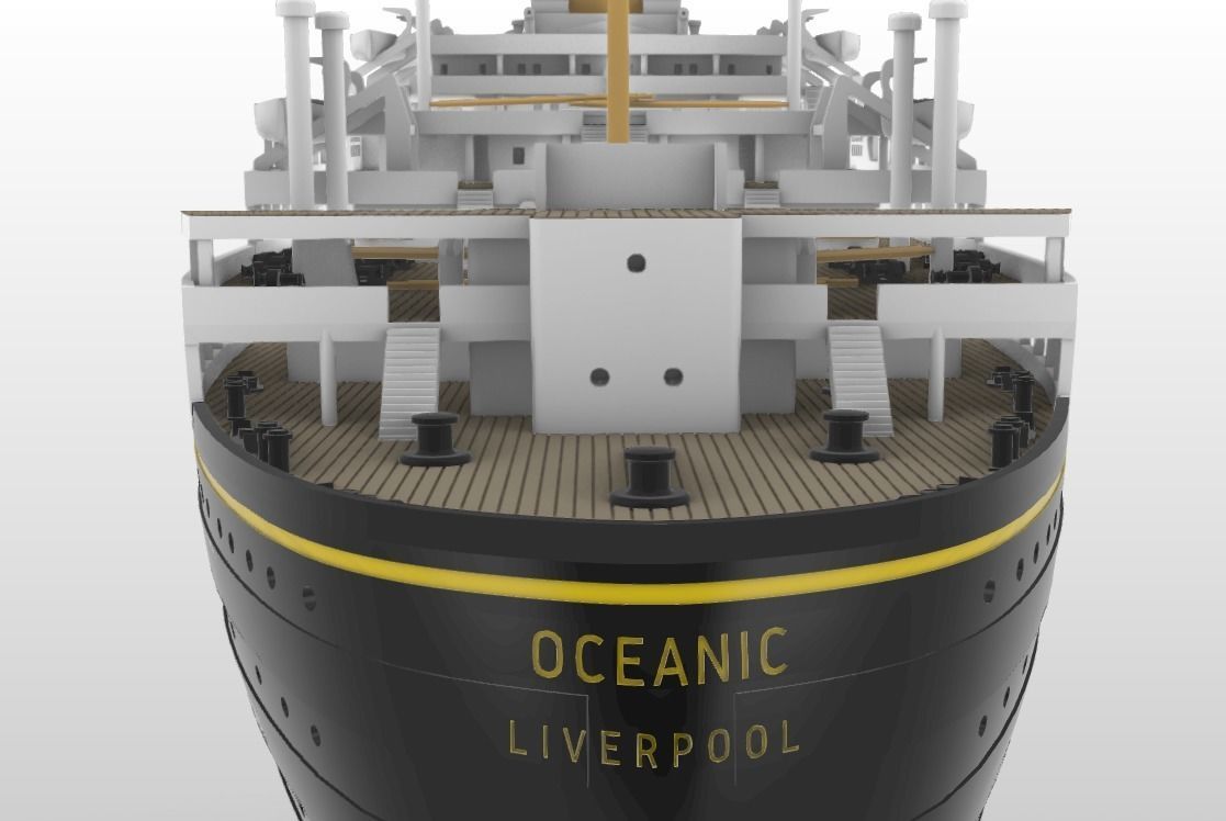 Print ready OCEANIC White Star Line mega ocean liner 1-600 kit 3D print model_5