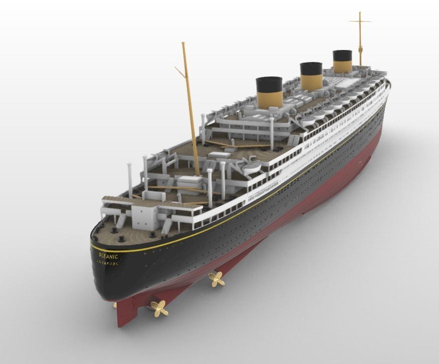 Print ready OCEANIC White Star Line mega ocean liner 1-600 kit 3D print model_6