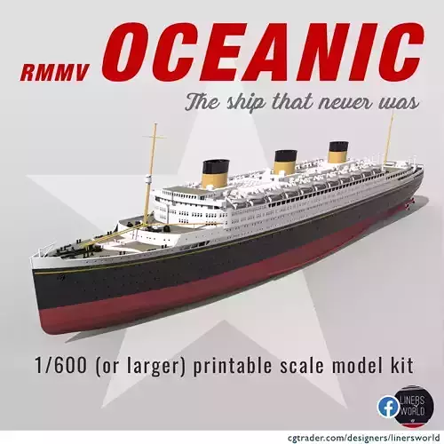 Print ready OCEANIC White Star Line mega ocean liner 1-600 kit 3D print model