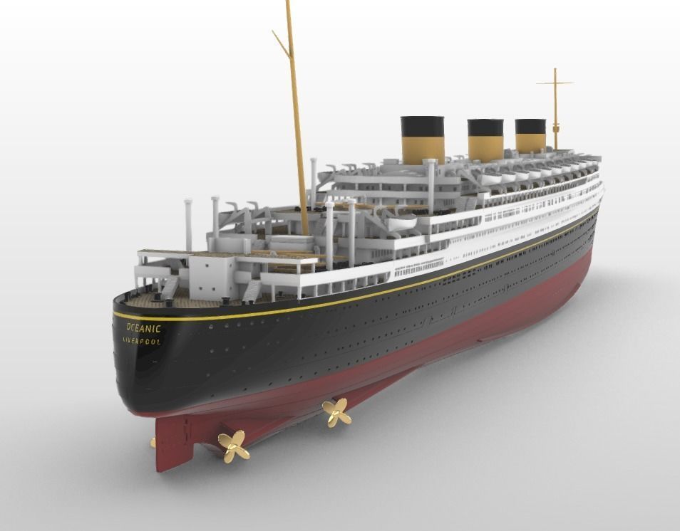 Print ready OCEANIC White Star Line mega ocean liner 1-600 kit 3D print model_2