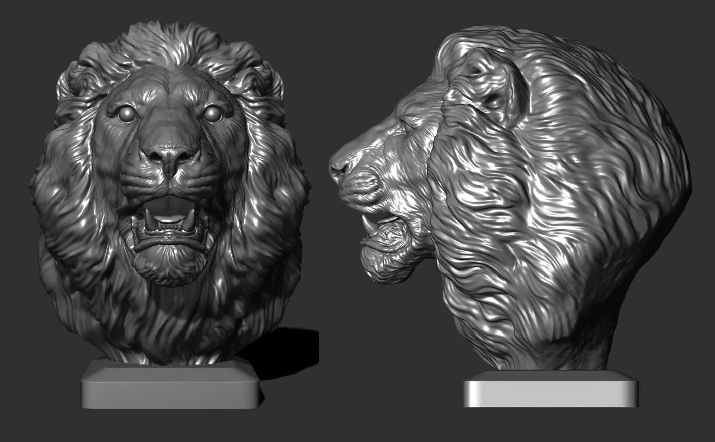 Lion bust 3D print model_0