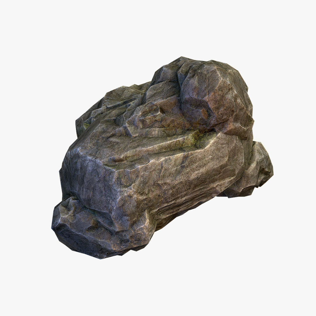 Mossy Boulder 5 Low-poly 3D model_3