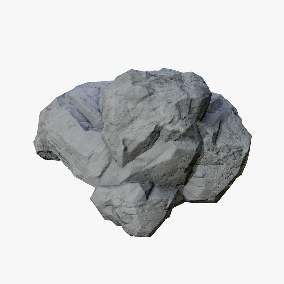 Mossy Boulder 5 Low-poly 3D model_10