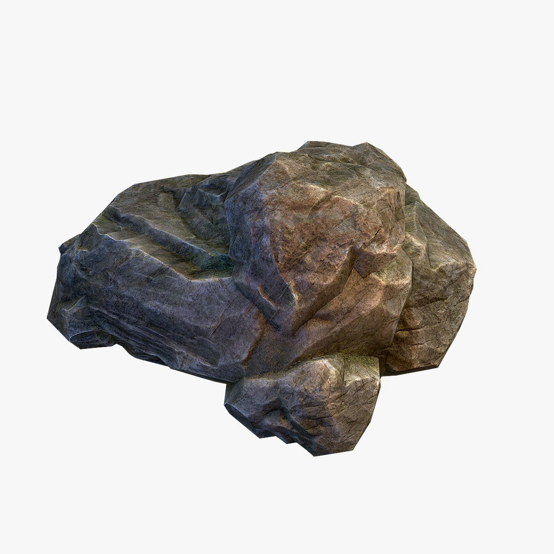 Mossy Boulder 5 Low-poly 3D model_2