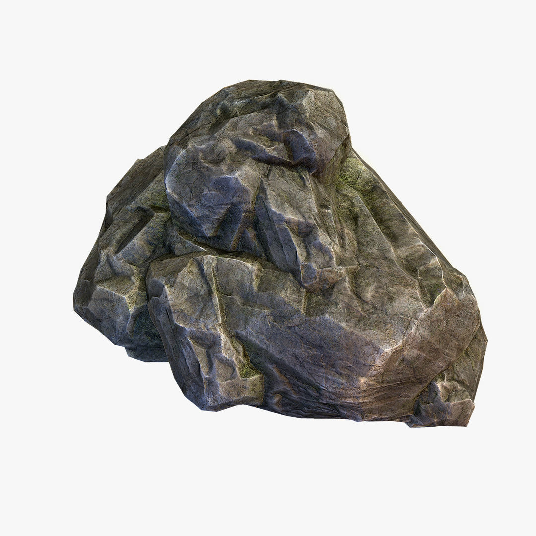 Mossy Boulder 5 Low-poly 3D model_4