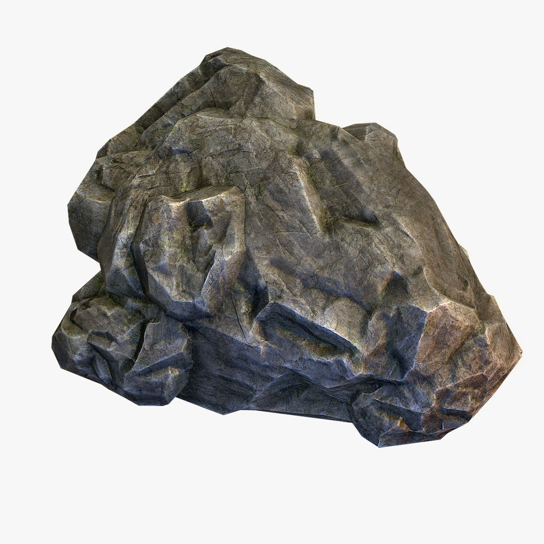 Mossy Boulder 5 Low-poly 3D model_5