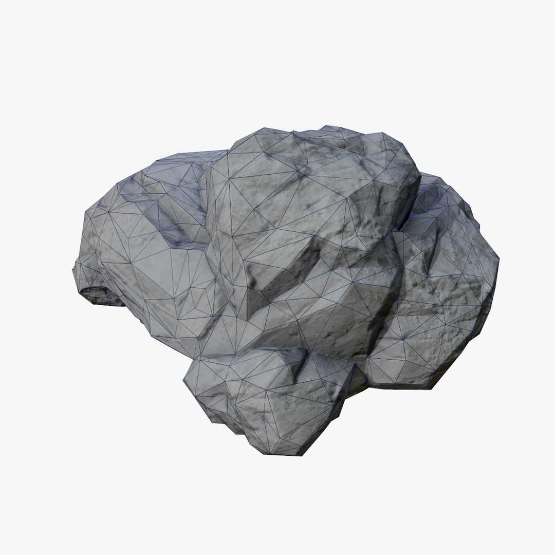 Mossy Boulder 5 Low-poly 3D model_7