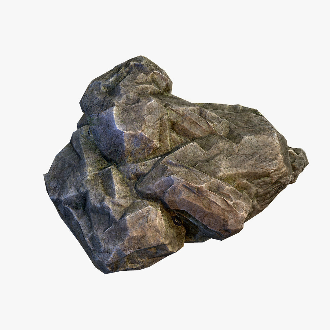 Mossy Boulder 5 Low-poly 3D model_1