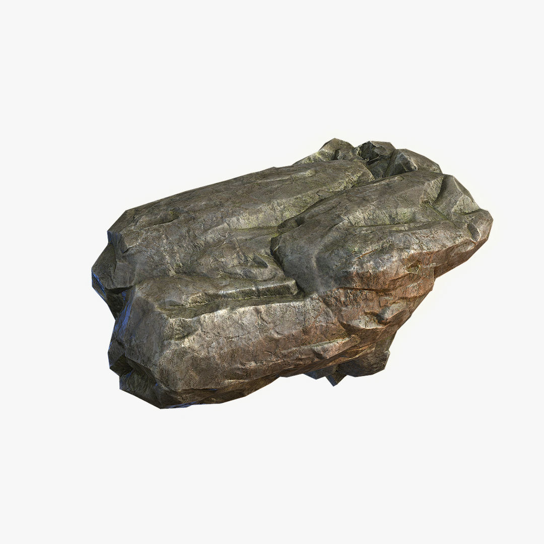 Mossy Boulder 6 Low-poly 3D model_5