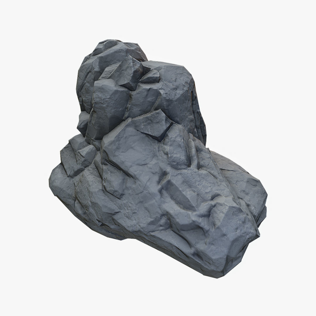 Mossy Boulder 6 Low-poly 3D model_9