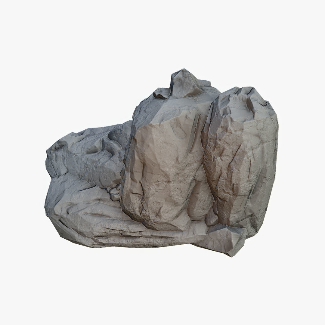 Mossy Boulder 6 Low-poly 3D model_11