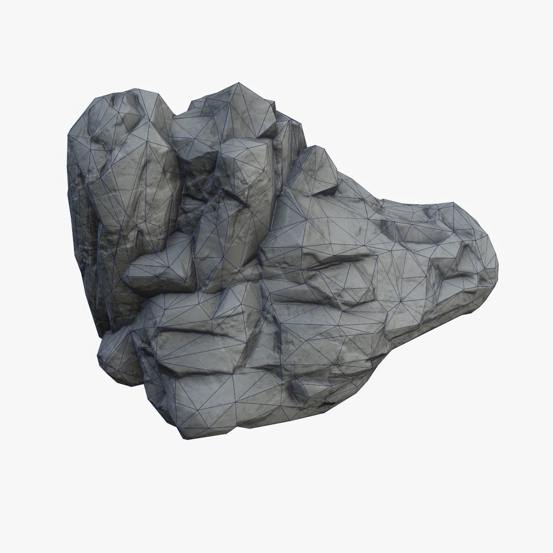Mossy Boulder 6 Low-poly 3D model_8