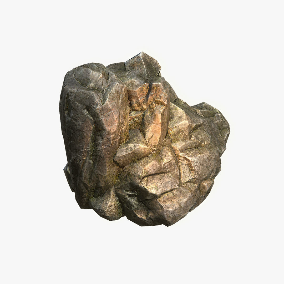 Mossy Boulder 6 Low-poly 3D model_2
