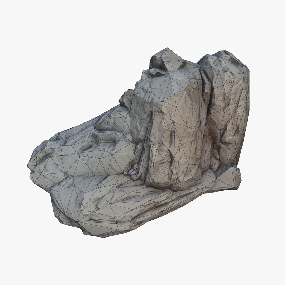 Mossy Boulder 6 Low-poly 3D model_6
