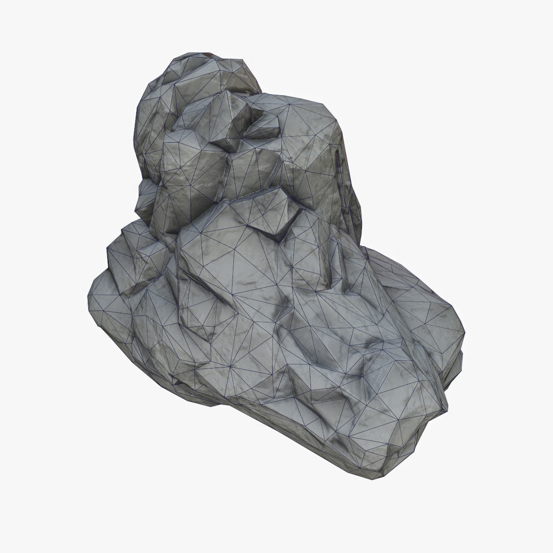 Mossy Boulder 6 Low-poly 3D model_7