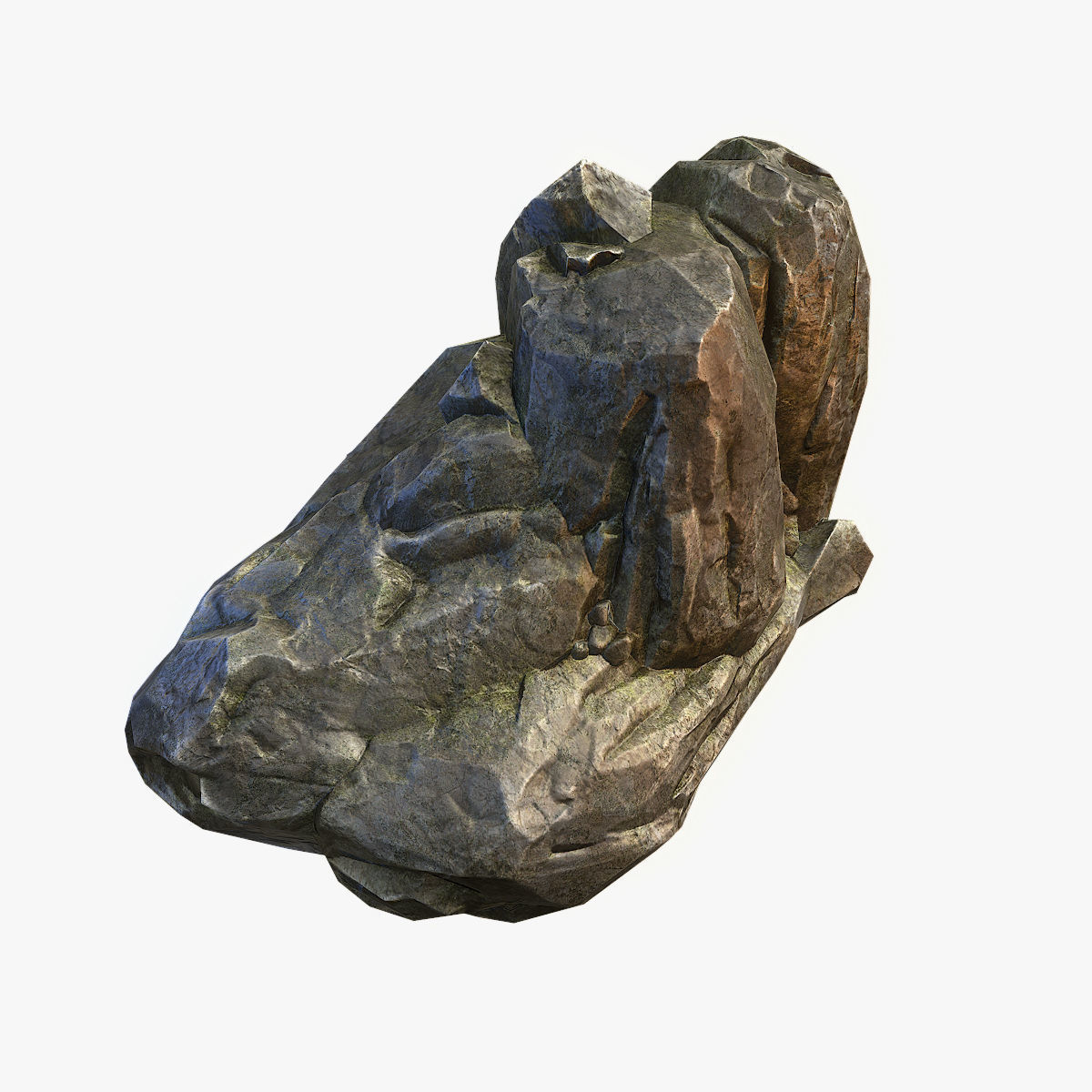 Mossy Boulder 6 Low-poly 3D model_4