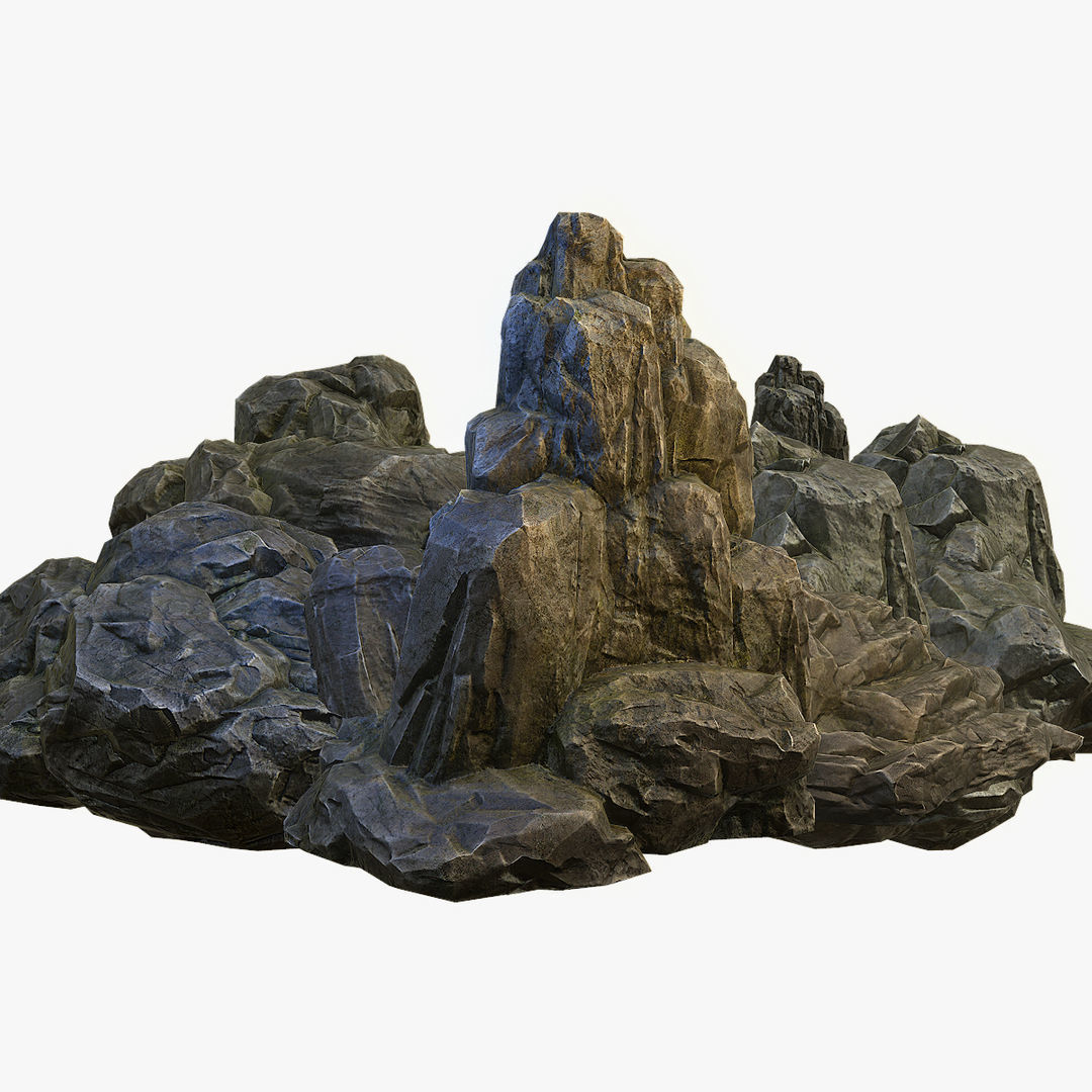 Mossy Boulders Collection Low-poly 3D model_1