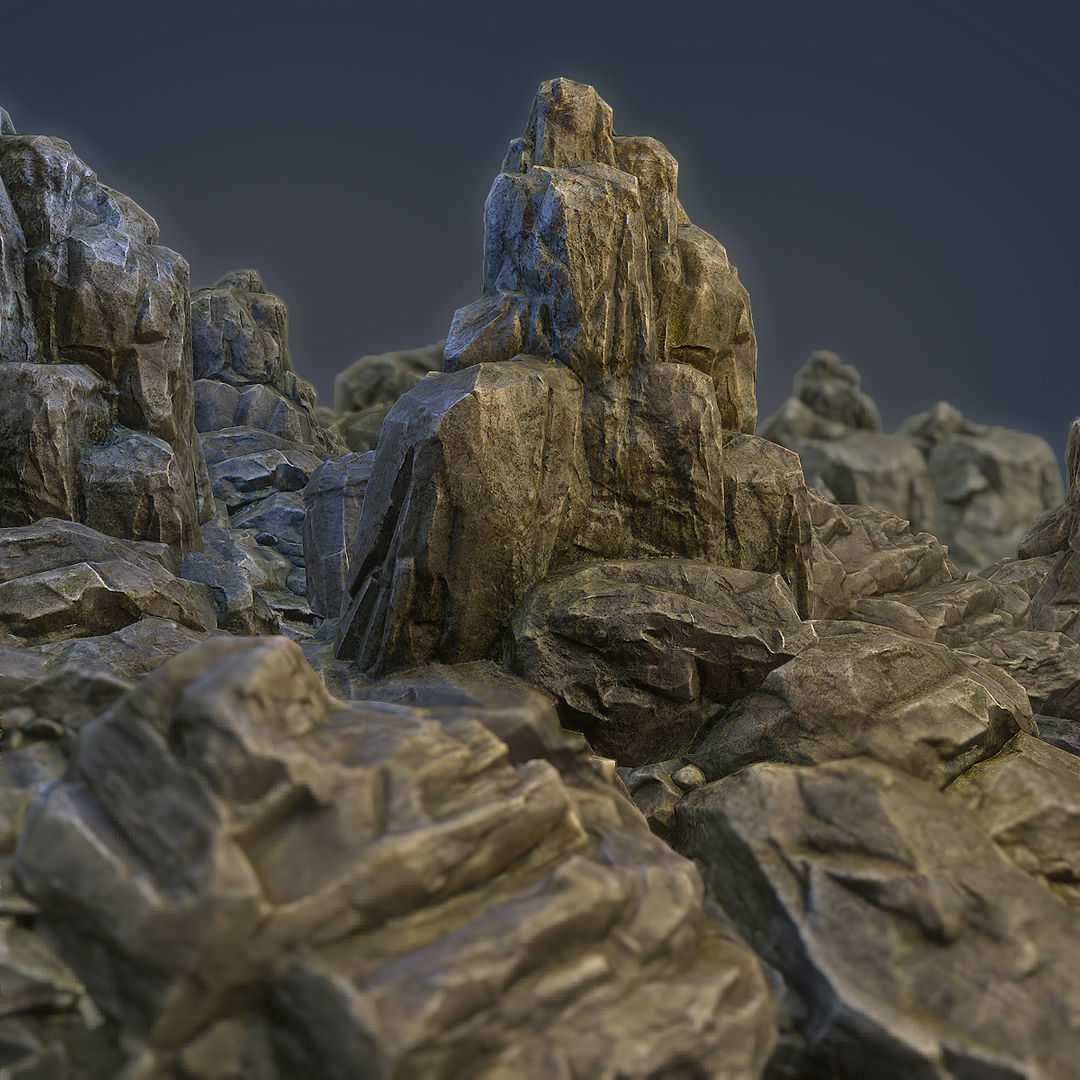 Mossy Boulders Collection Low-poly 3D model_2