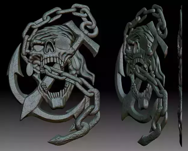 Pirate emblem bas relief