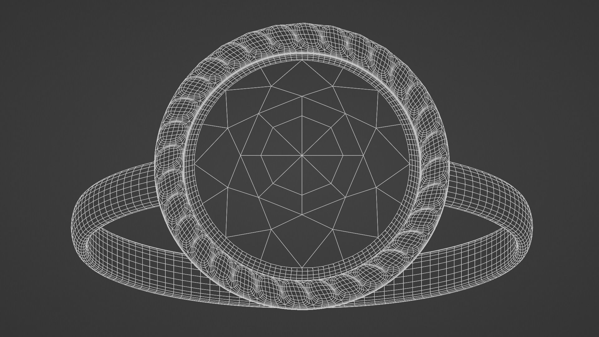 Green stone ring 3D model_4