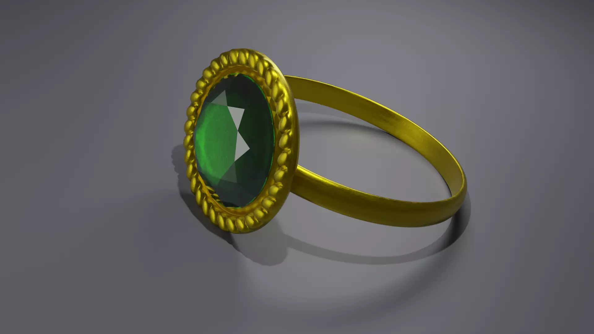 Green stone ring 3D model_0