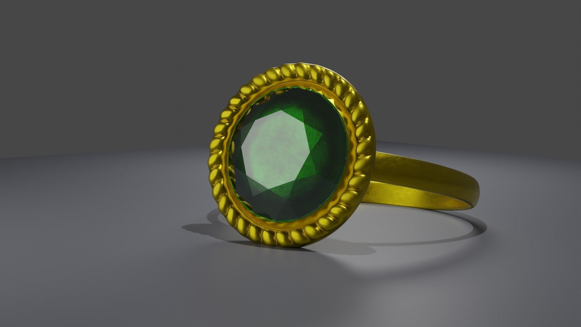 Green stone ring 3D model_2
