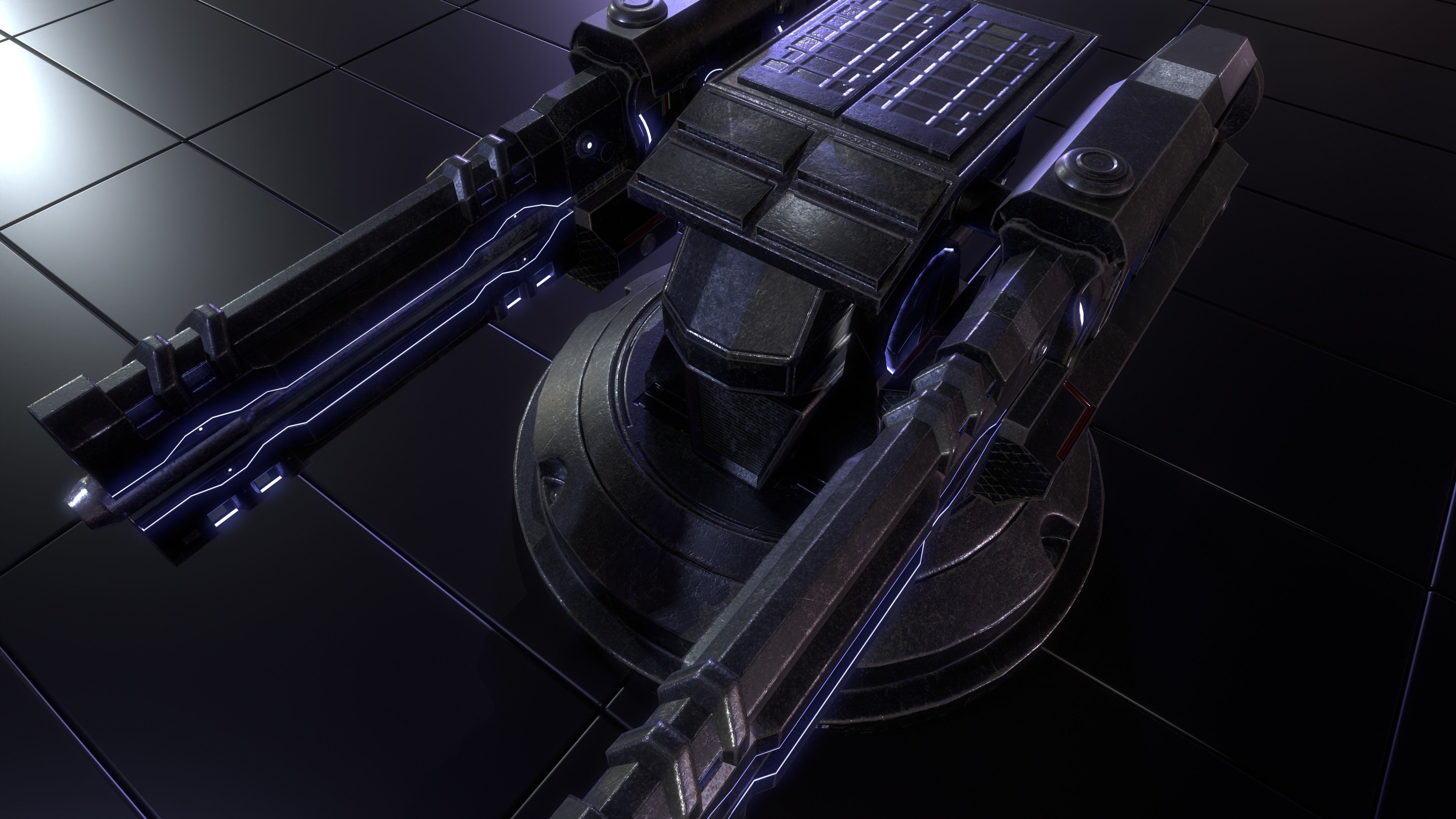 Sci-fi Turret for space ship or base Low-poly 3D model_4