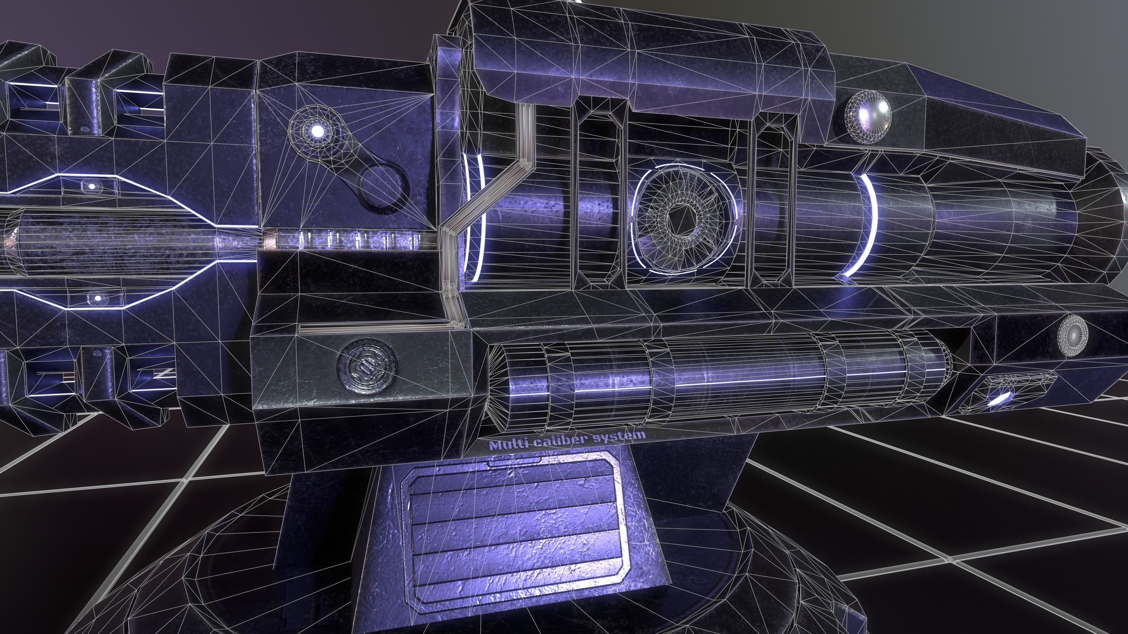 Sci-fi Turret for space ship or base Low-poly 3D model_13