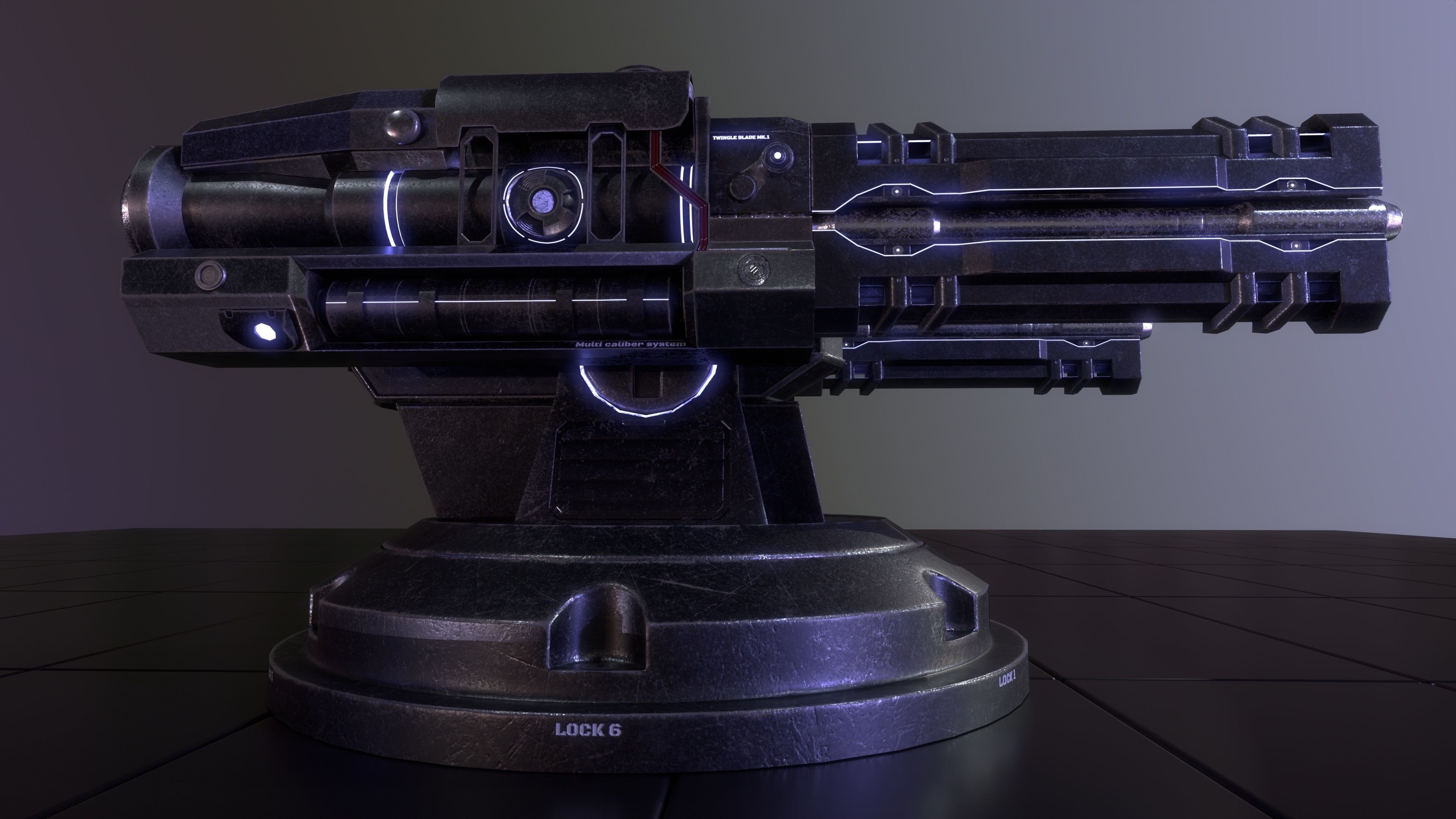 Sci-fi Turret for space ship or base Low-poly 3D model_8