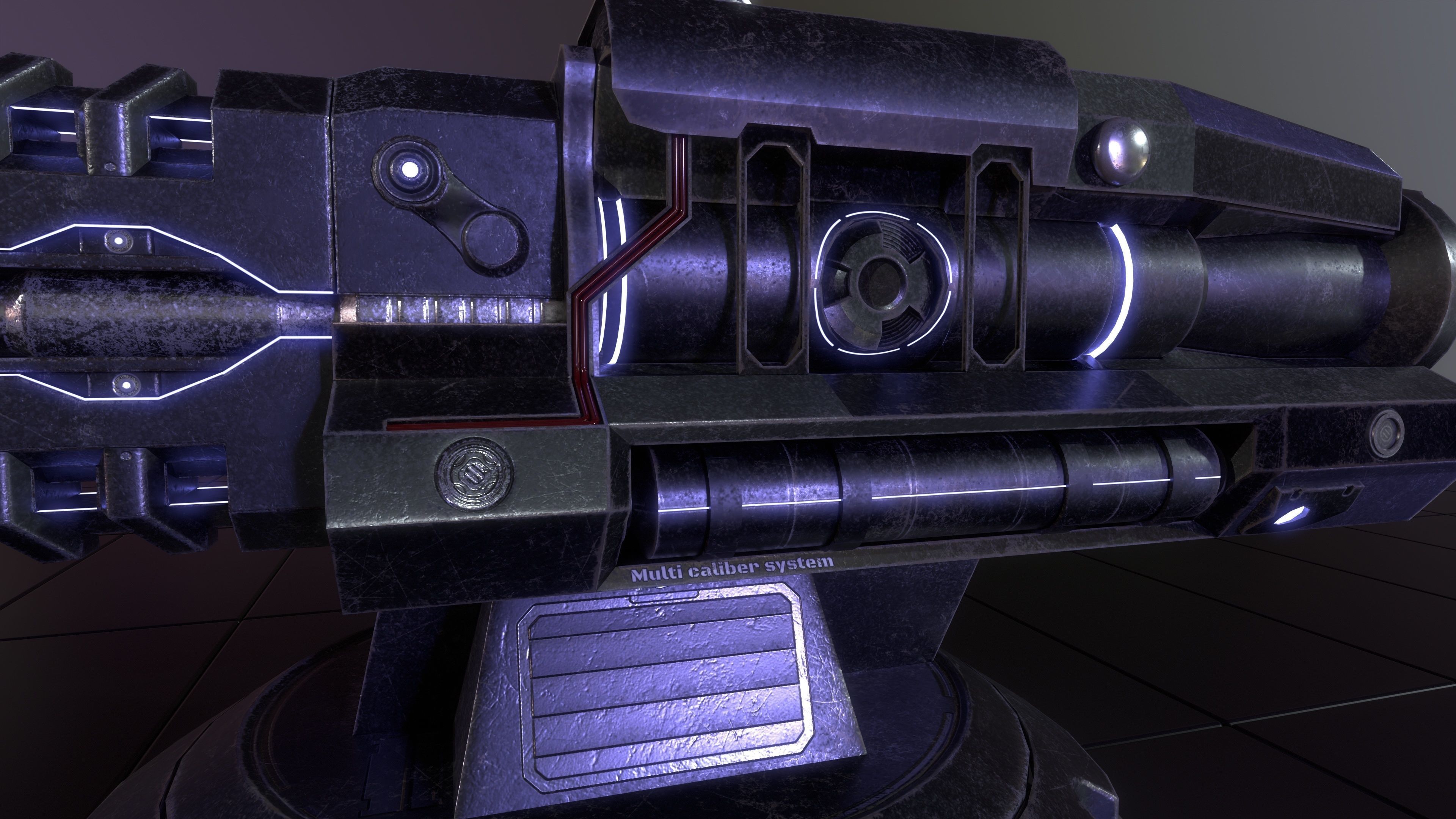 Sci-fi Turret for space ship or base Low-poly 3D model_12