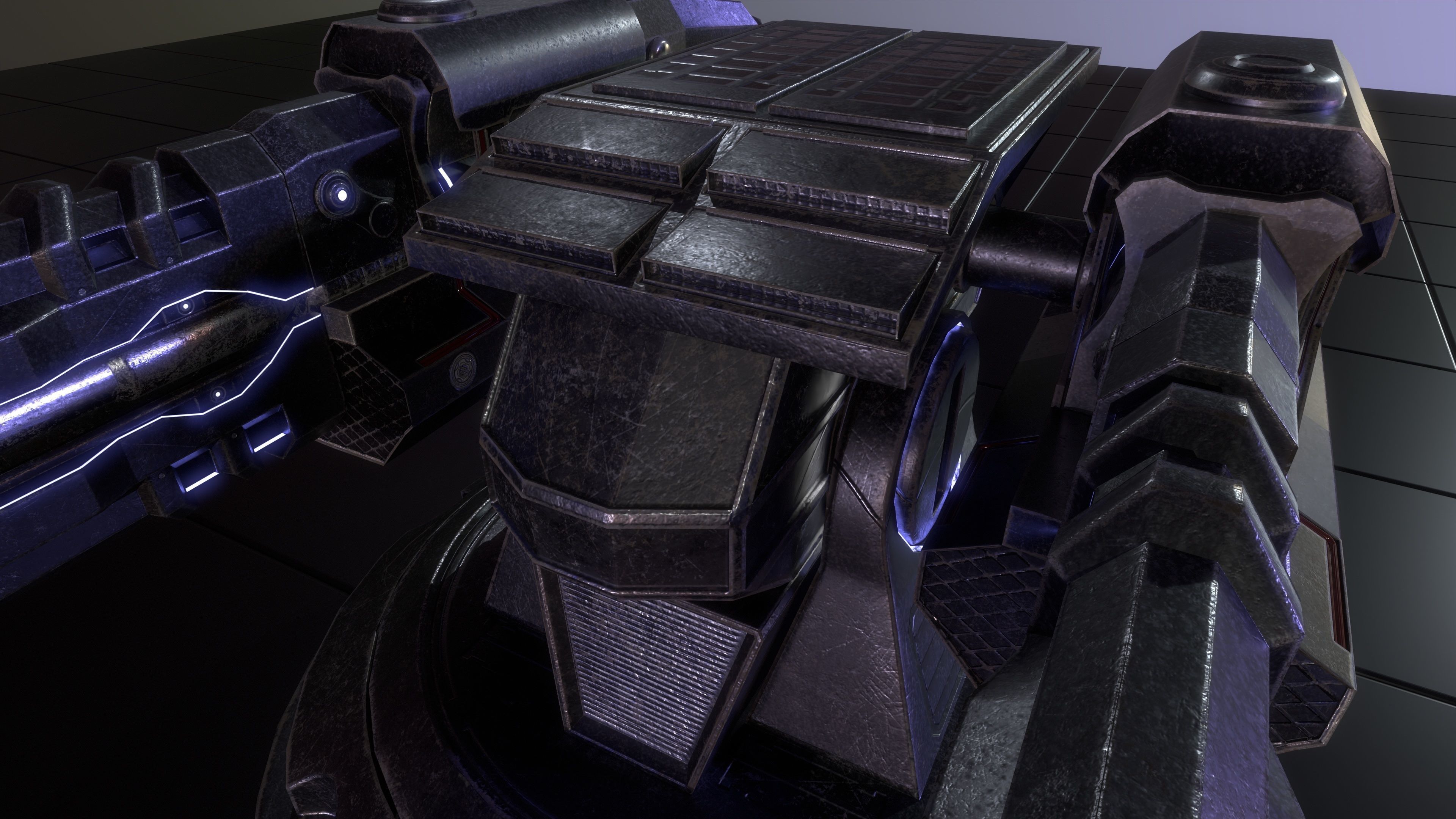 Sci-fi Turret for space ship or base Low-poly 3D model_10