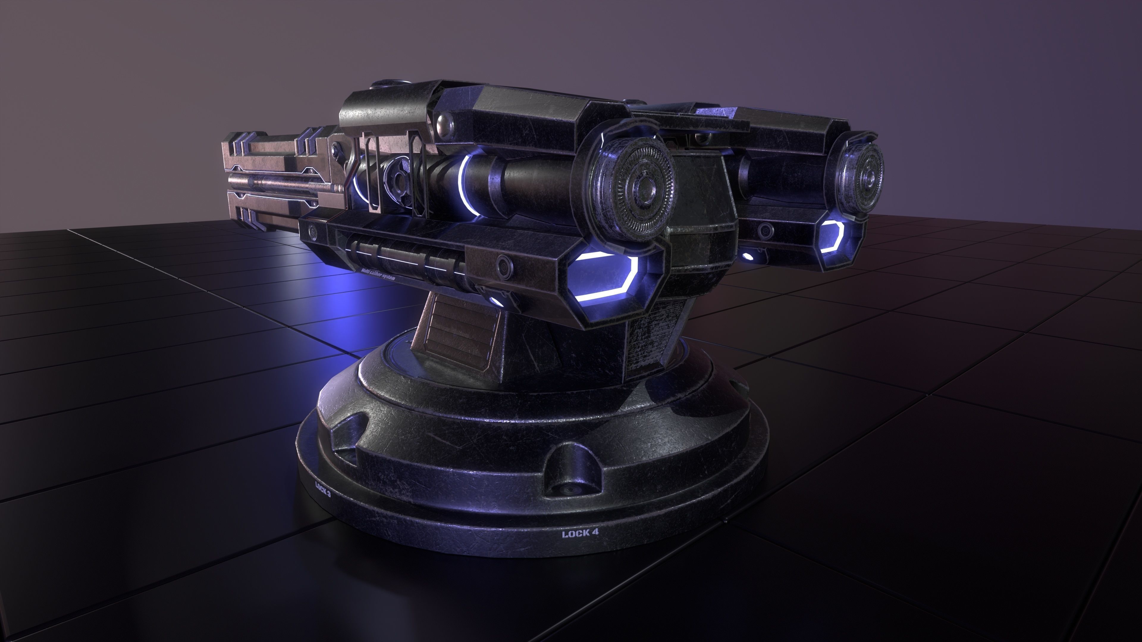 Sci-fi Turret for space ship or base Low-poly 3D model_2