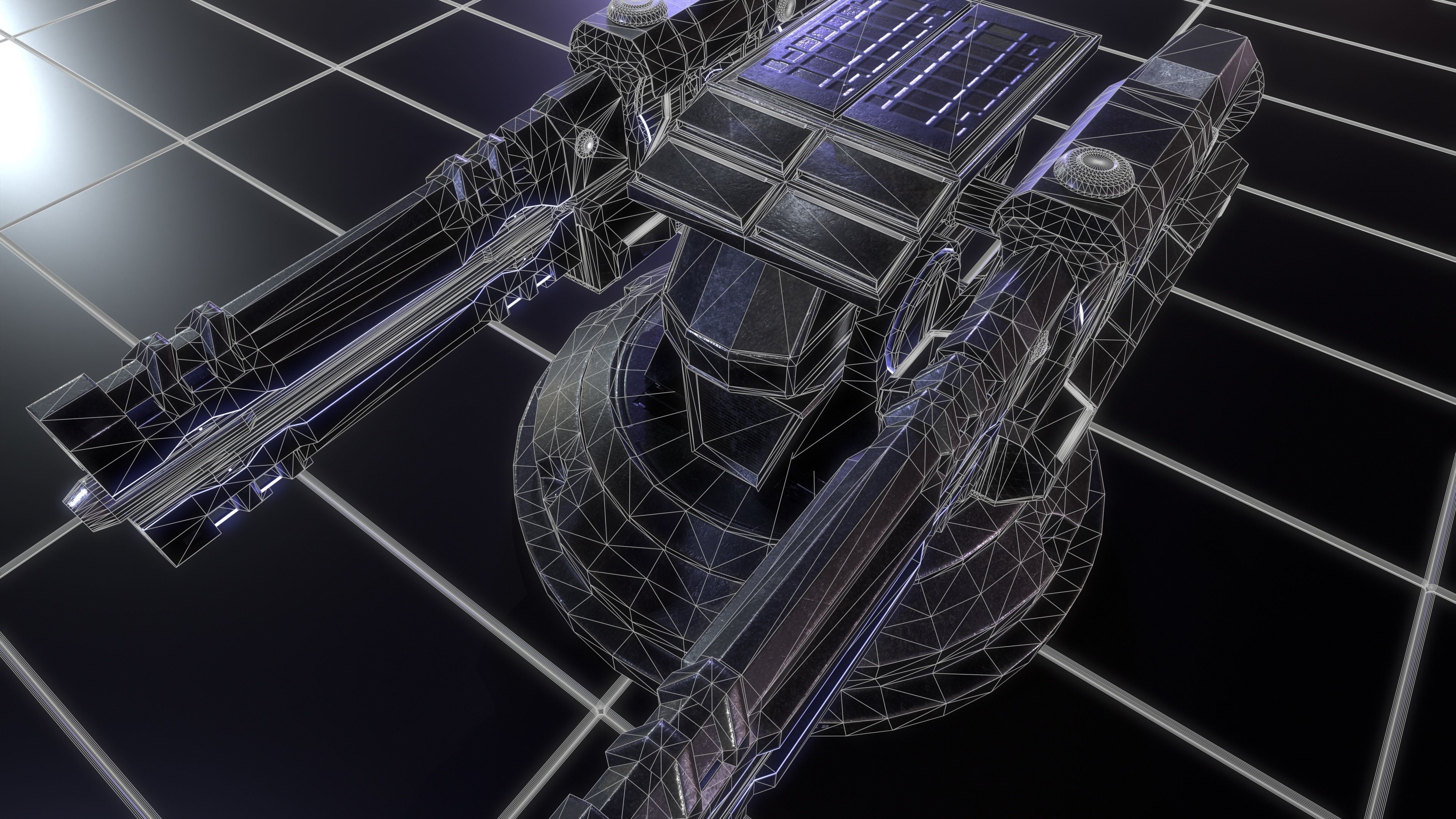 Sci-fi Turret for space ship or base Low-poly 3D model_5