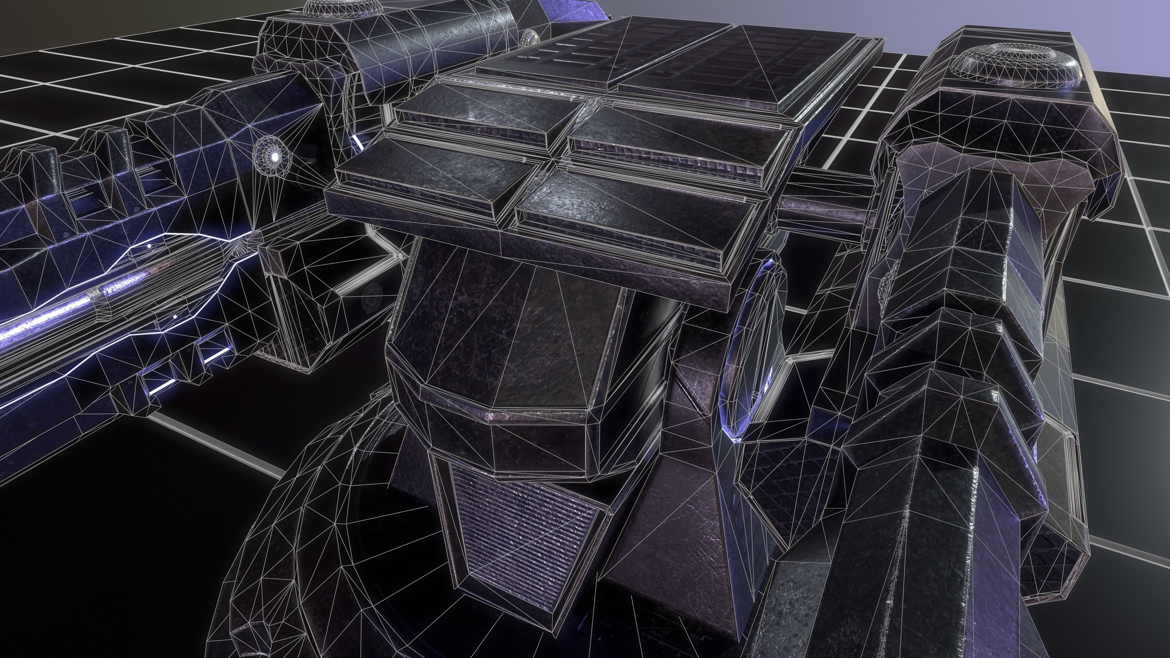 Sci-fi Turret for space ship or base Low-poly 3D model_11