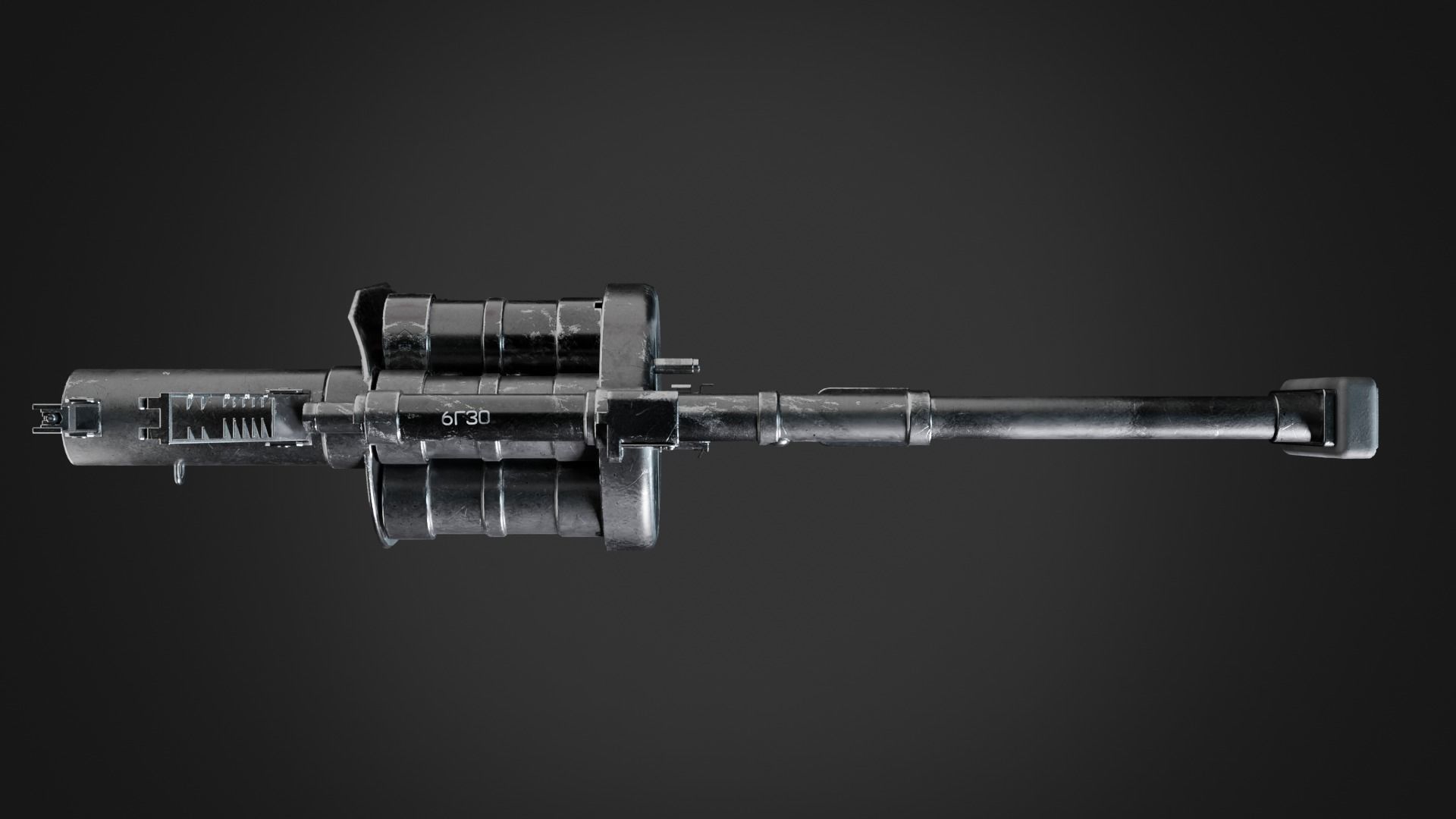 3D low-poly model of the RG-6 grenade launcher Low-poly 3D model_5