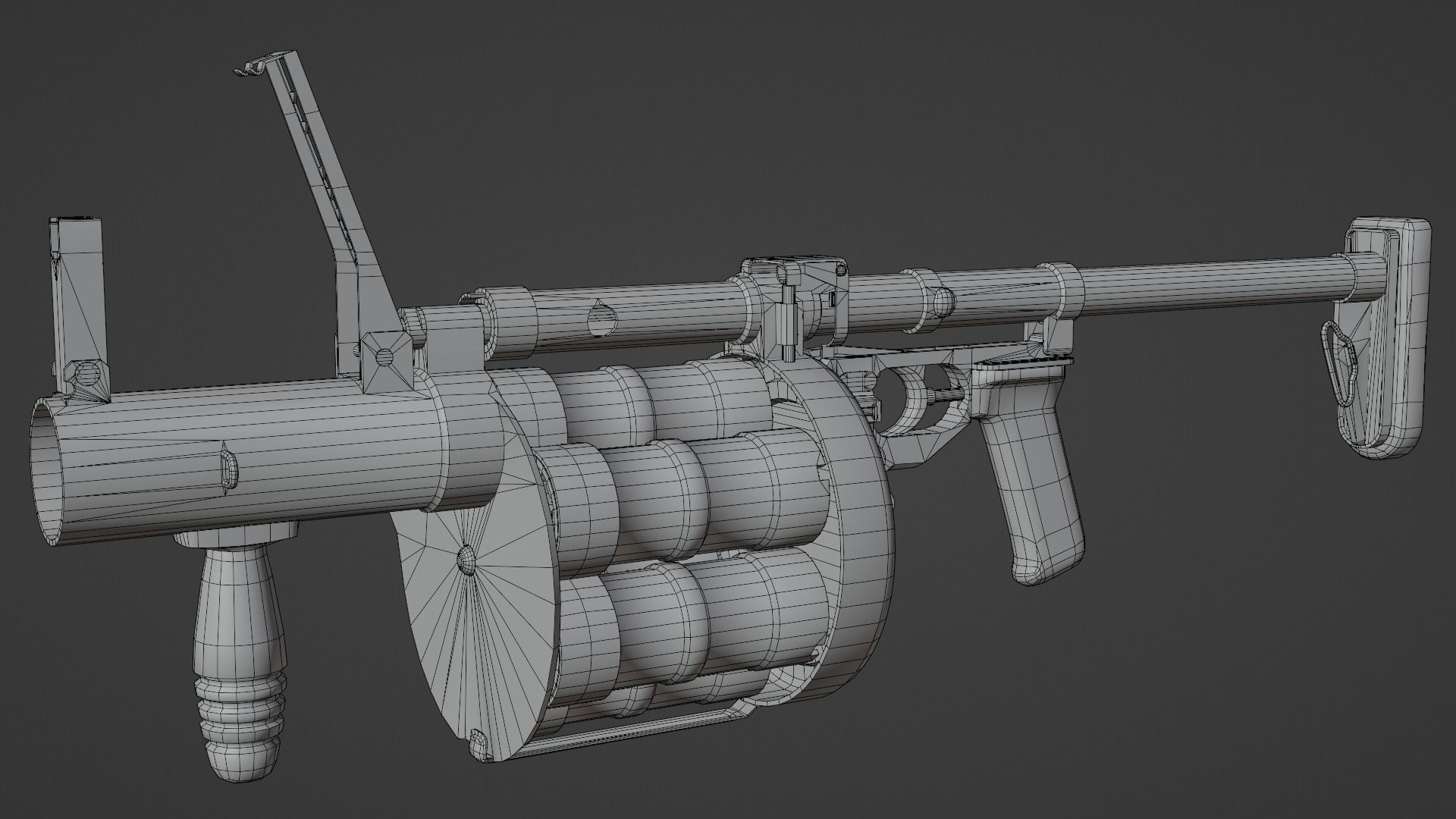 3D low-poly model of the RG-6 grenade launcher Low-poly 3D model_8