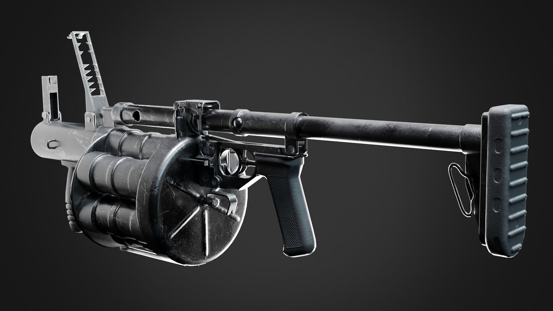 3D low-poly model of the RG-6 grenade launcher Low-poly 3D model_4