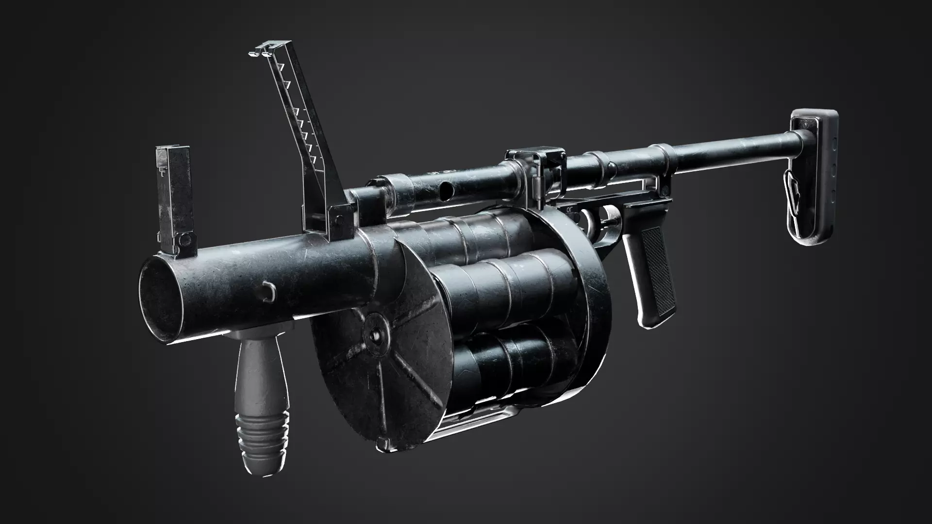3D low-poly model of the RG-6 grenade launcher Low-poly 3D model_0