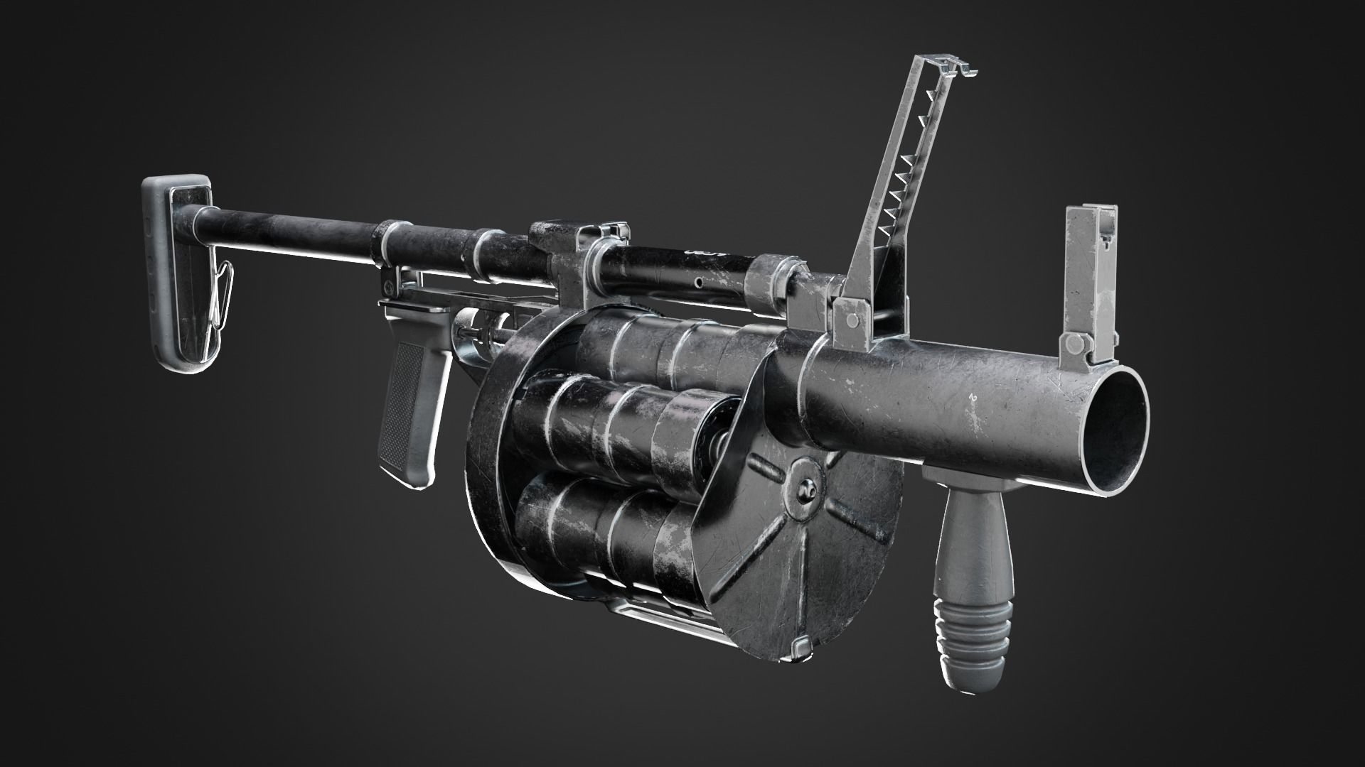 3D low-poly model of the RG-6 grenade launcher Low-poly 3D model_2