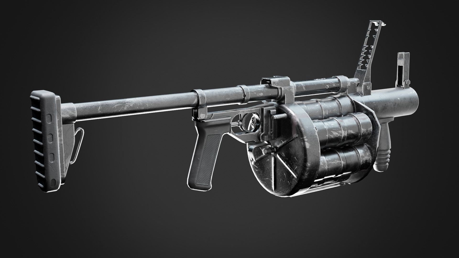 3D low-poly model of the RG-6 grenade launcher Low-poly 3D model_3