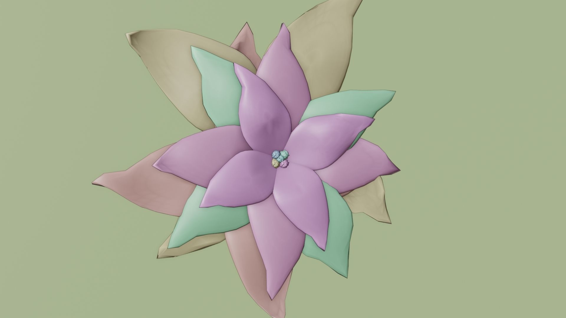 Poinsettia Flower 3D model_2